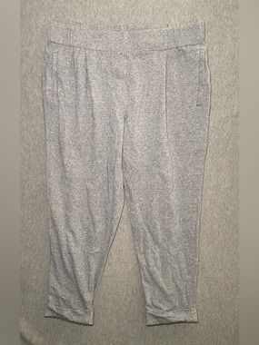 Eileen Fisher Gray Organic Cotton Elastic Waist Pants Cuff Ankle Womens Petite M